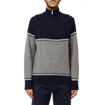 Maglione mezza zip con motivo jacquard Colmar
