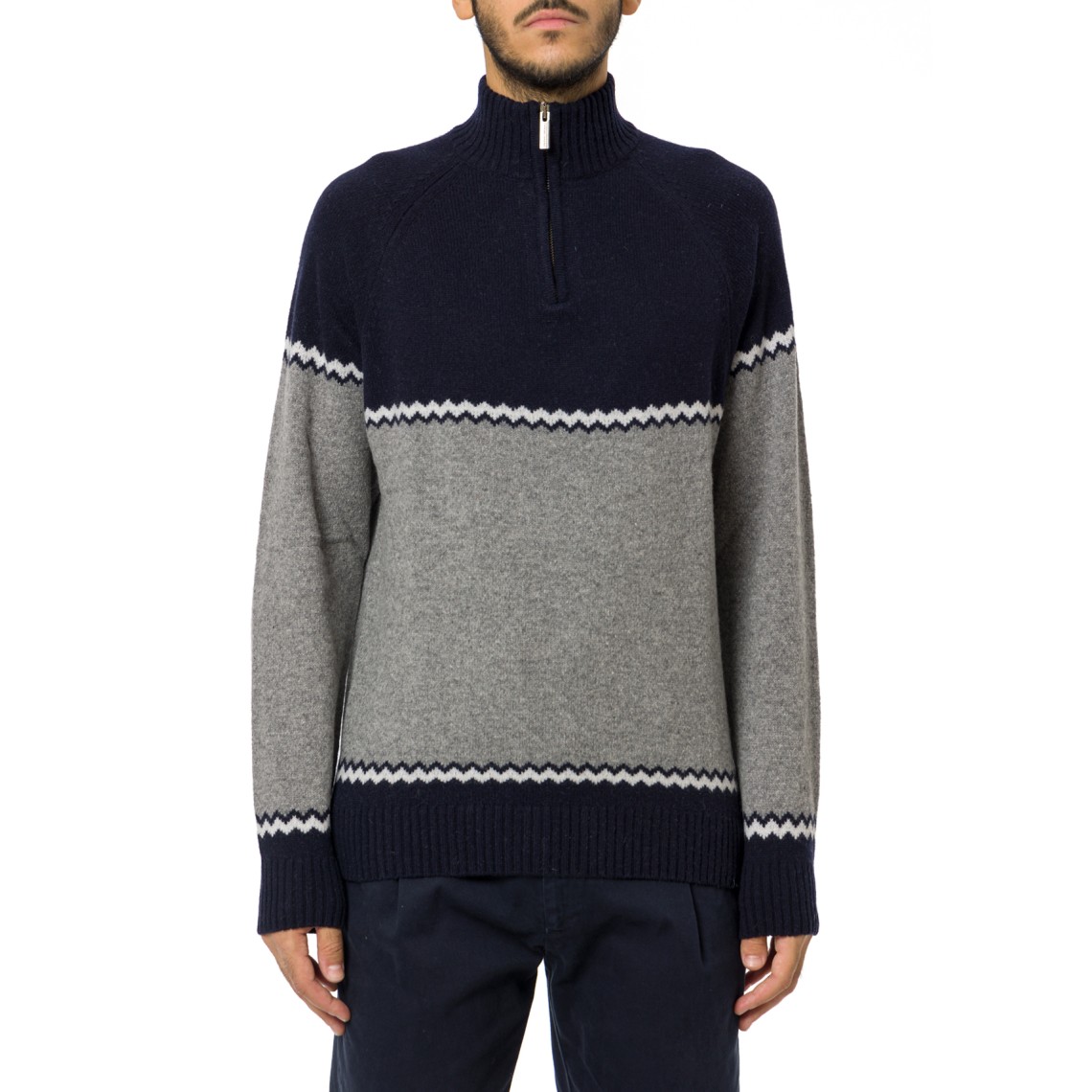 Maglione mezza zip con motivo jacquard Colmar