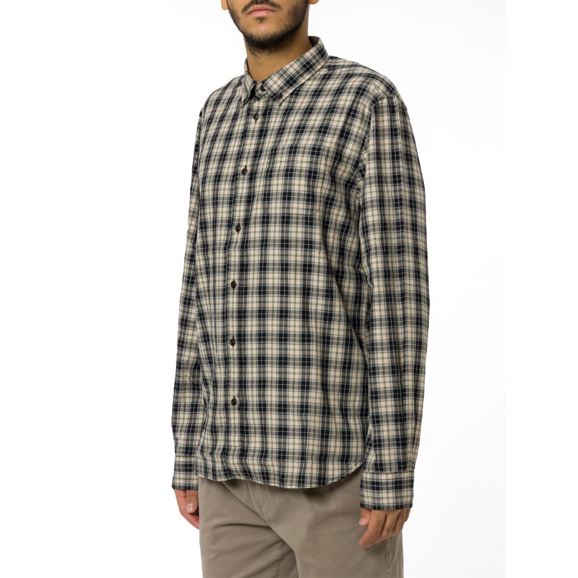 Camicia button-down a quadri in flanella di puro cotone Woolrich