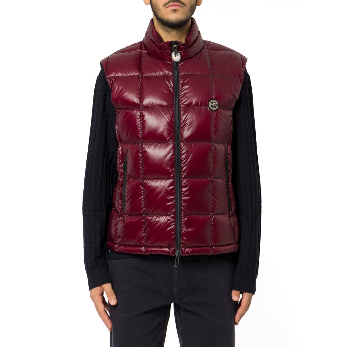 Piumino lucido trapuntato smanicato Armani Exchange