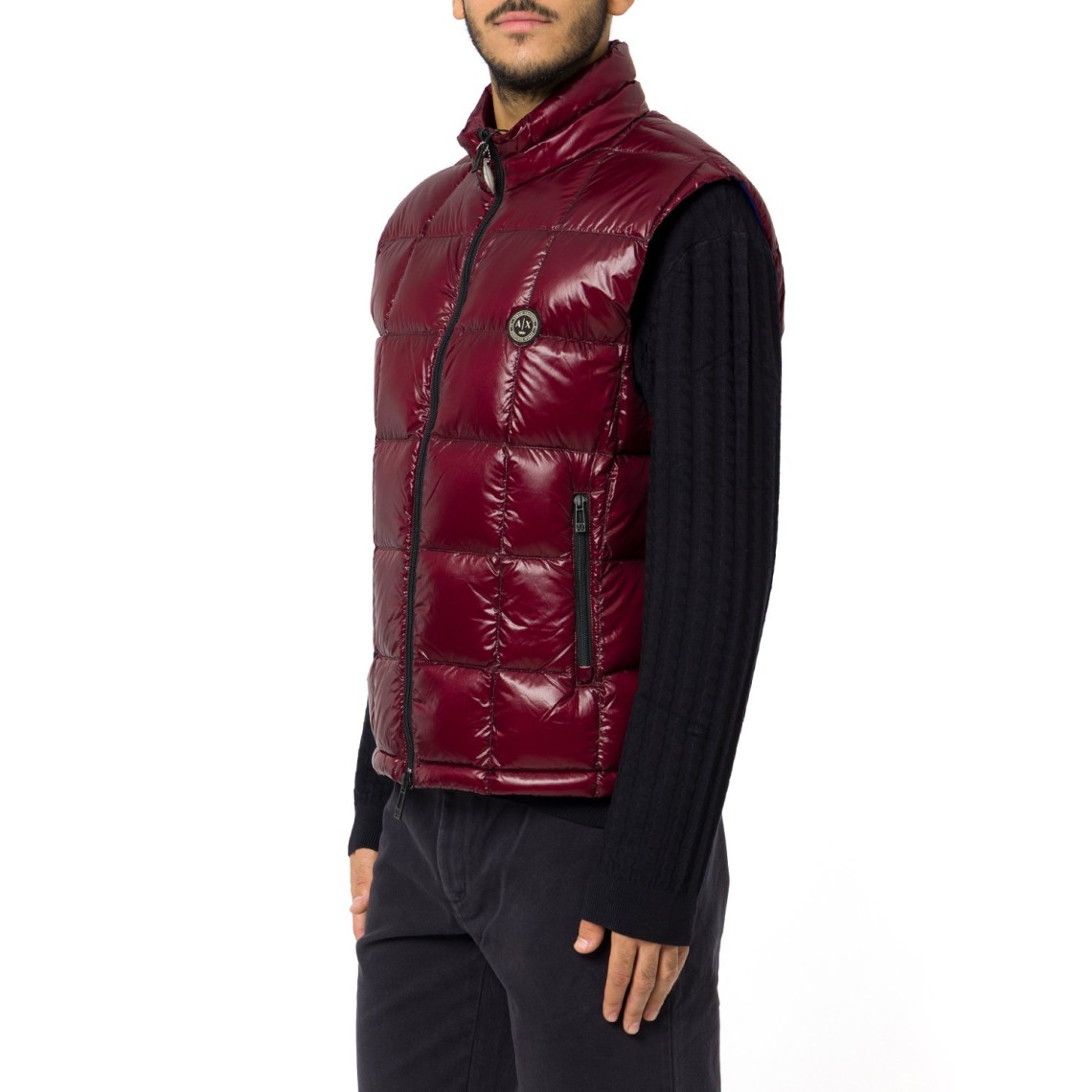 Piumino lucido trapuntato smanicato Armani Exchange