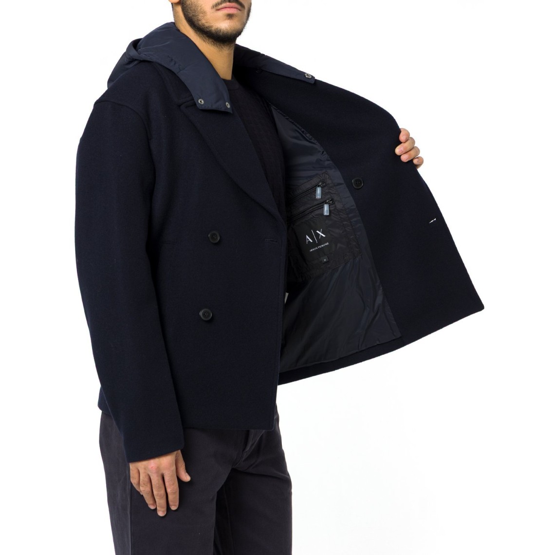 Giubbino in misto lana Armani Exchange con cappuccio