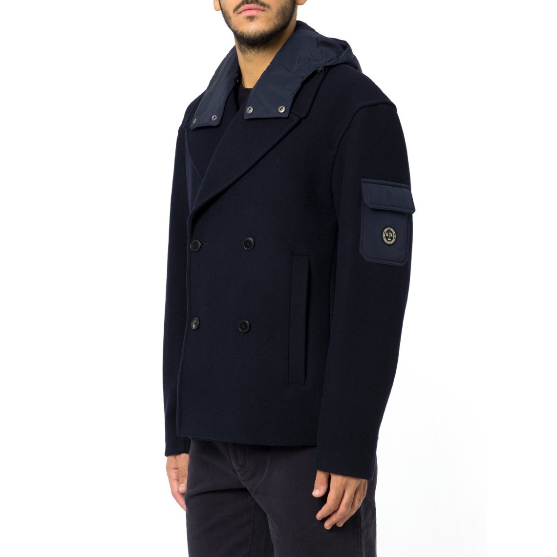 Giubbino in misto lana Armani Exchange con cappuccio