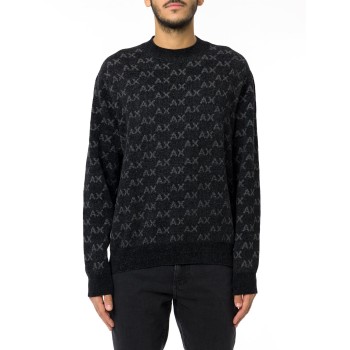 Pullover girocollo con logo all over Armani Exchange