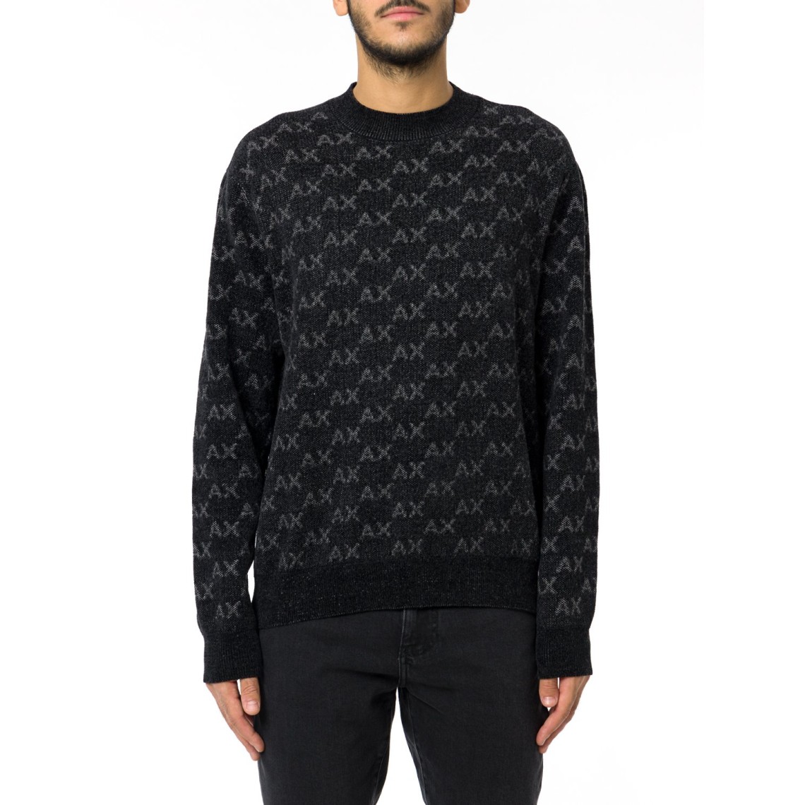 Pullover girocollo con logo all over Armani Exchange