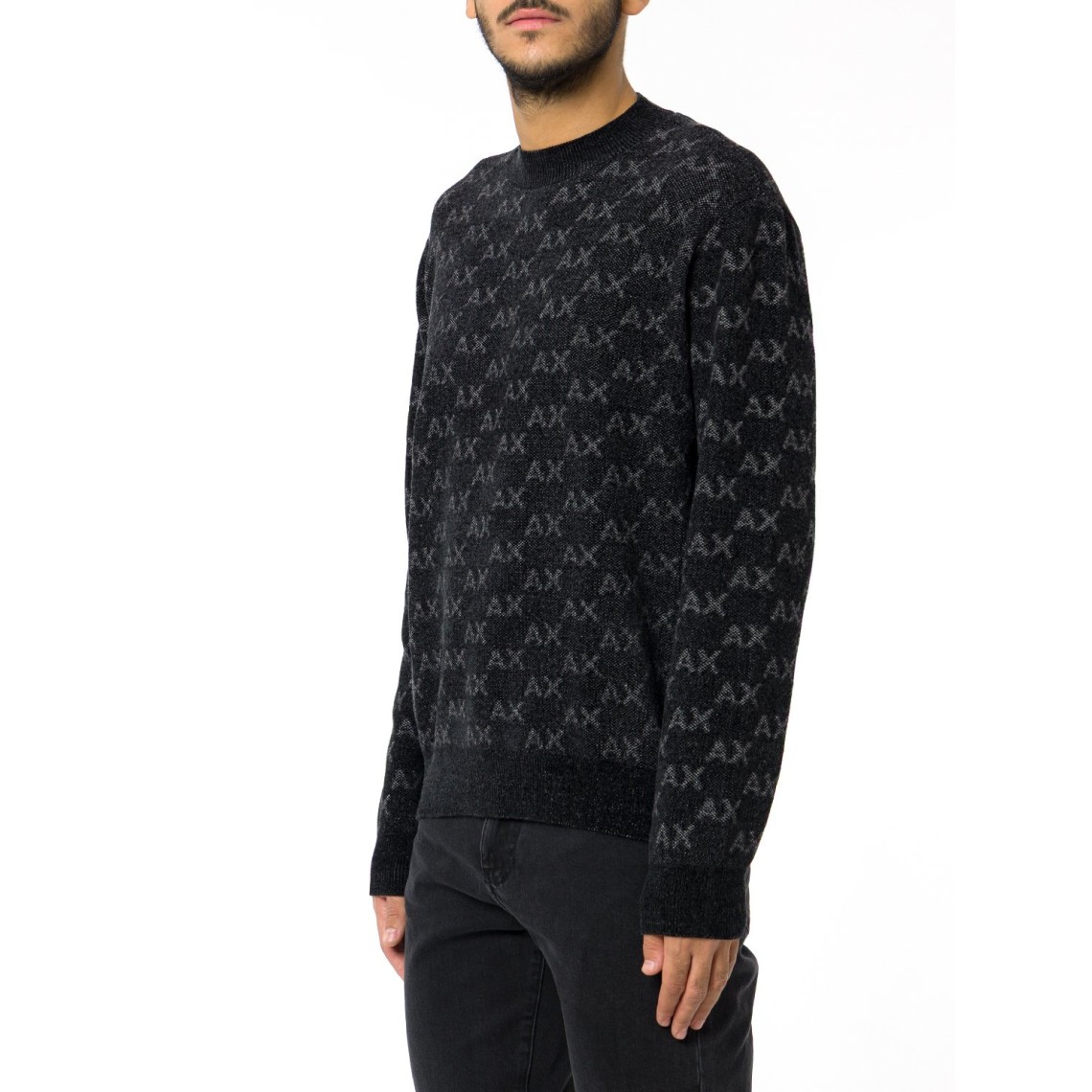 Pullover girocollo con logo all over Armani Exchange
