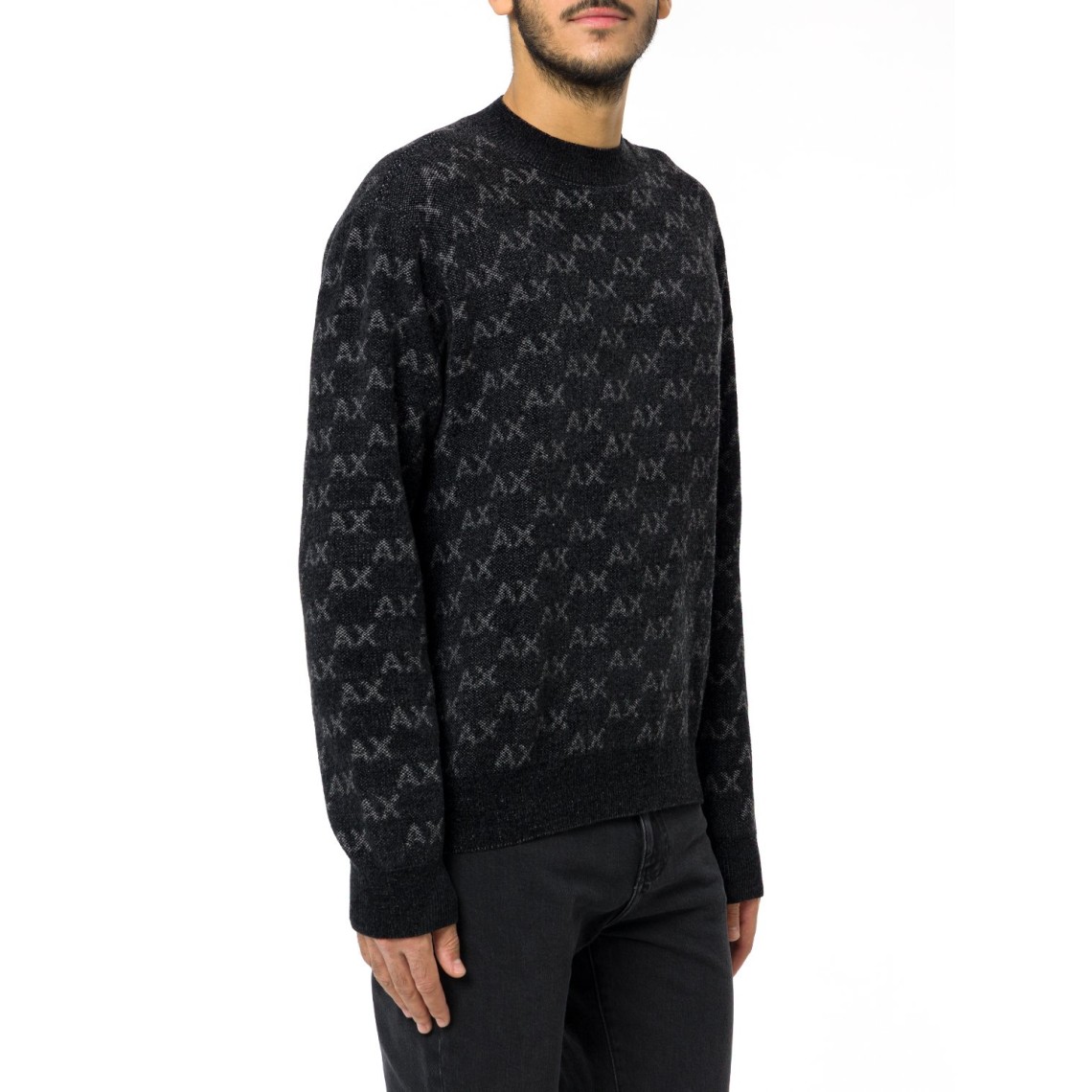 Pullover girocollo con logo all over Armani Exchange