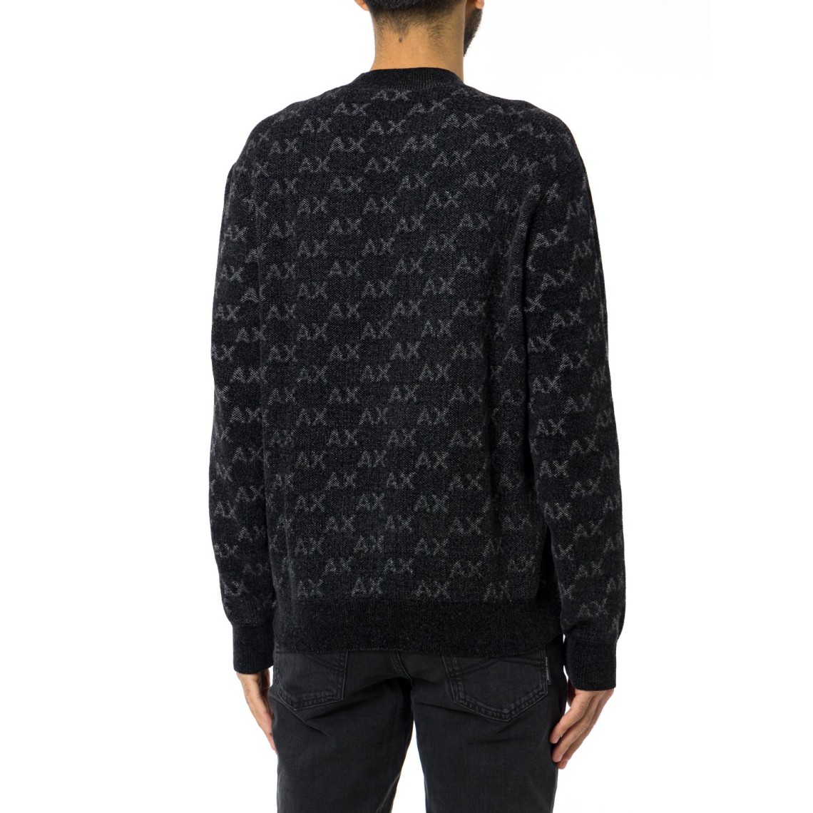 Pullover girocollo con logo all over Armani Exchange
