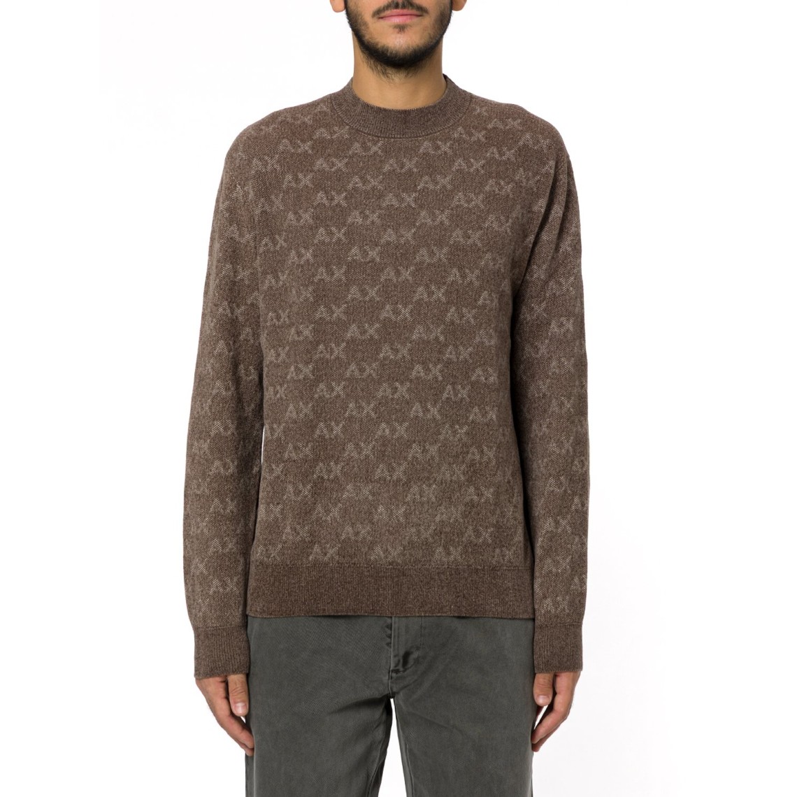 Pullover girocollo con logo all over Armani Exchange