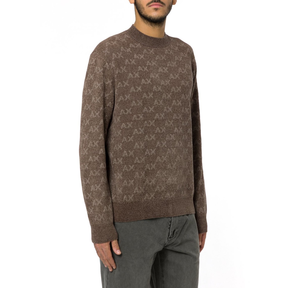 Pullover girocollo con logo all over Armani Exchange