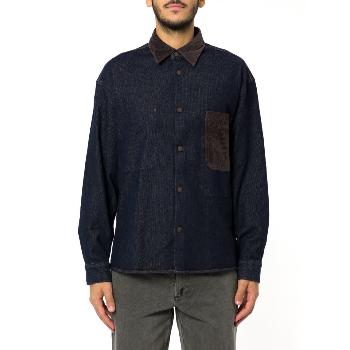 Camicia in denim con collo in velluto Armani Exchange