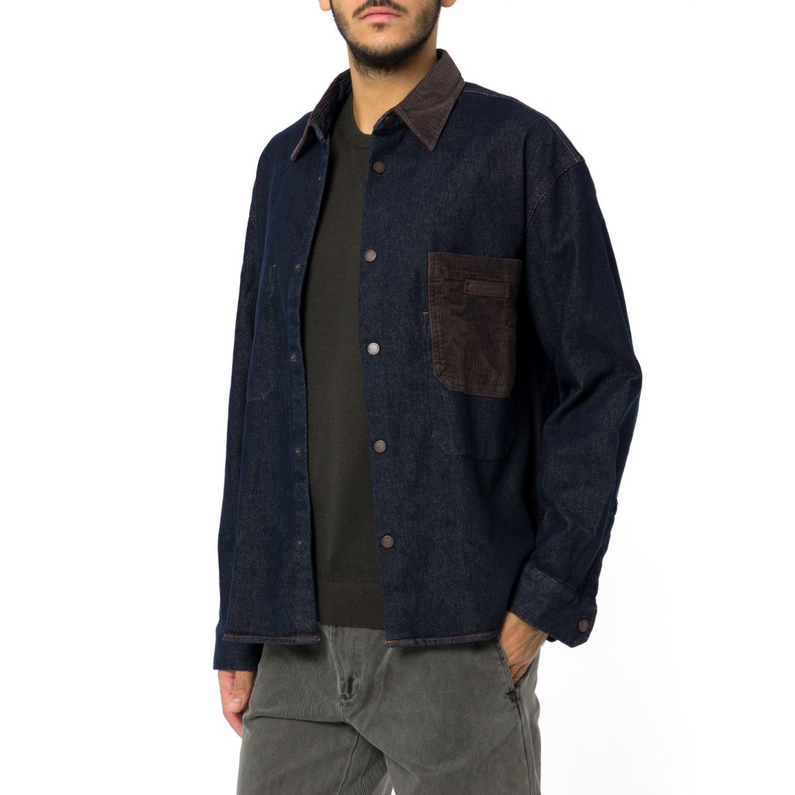 Camicia in denim con collo in velluto Armani Exchange