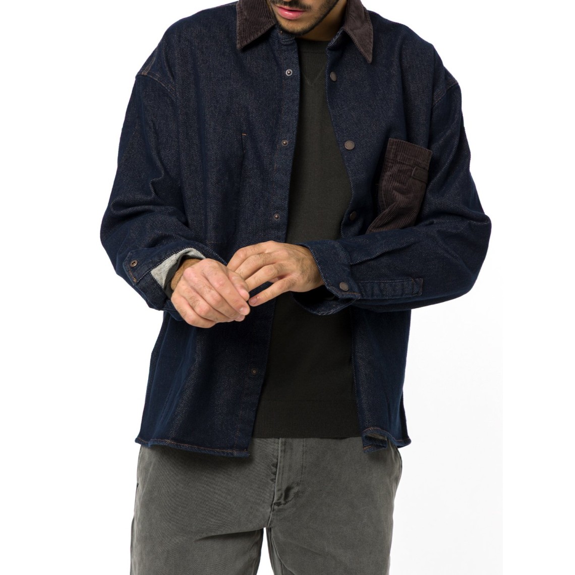 Camicia in denim con collo in velluto Armani Exchange