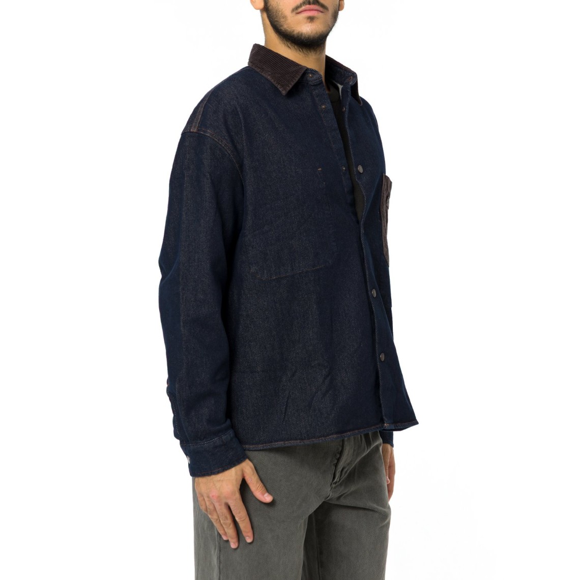 Camicia in denim con collo in velluto Armani Exchange