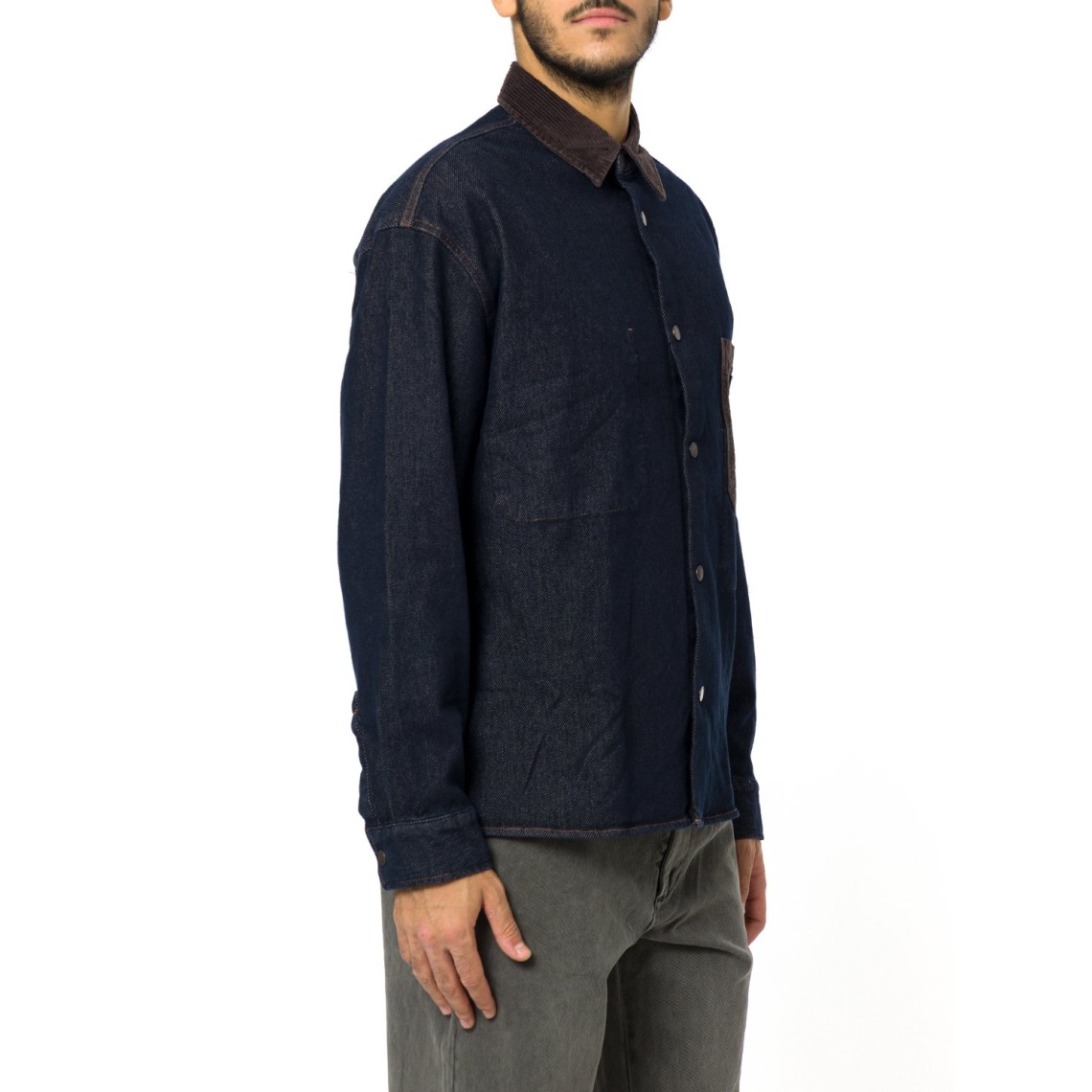 Camicia in denim con collo in velluto Armani Exchange