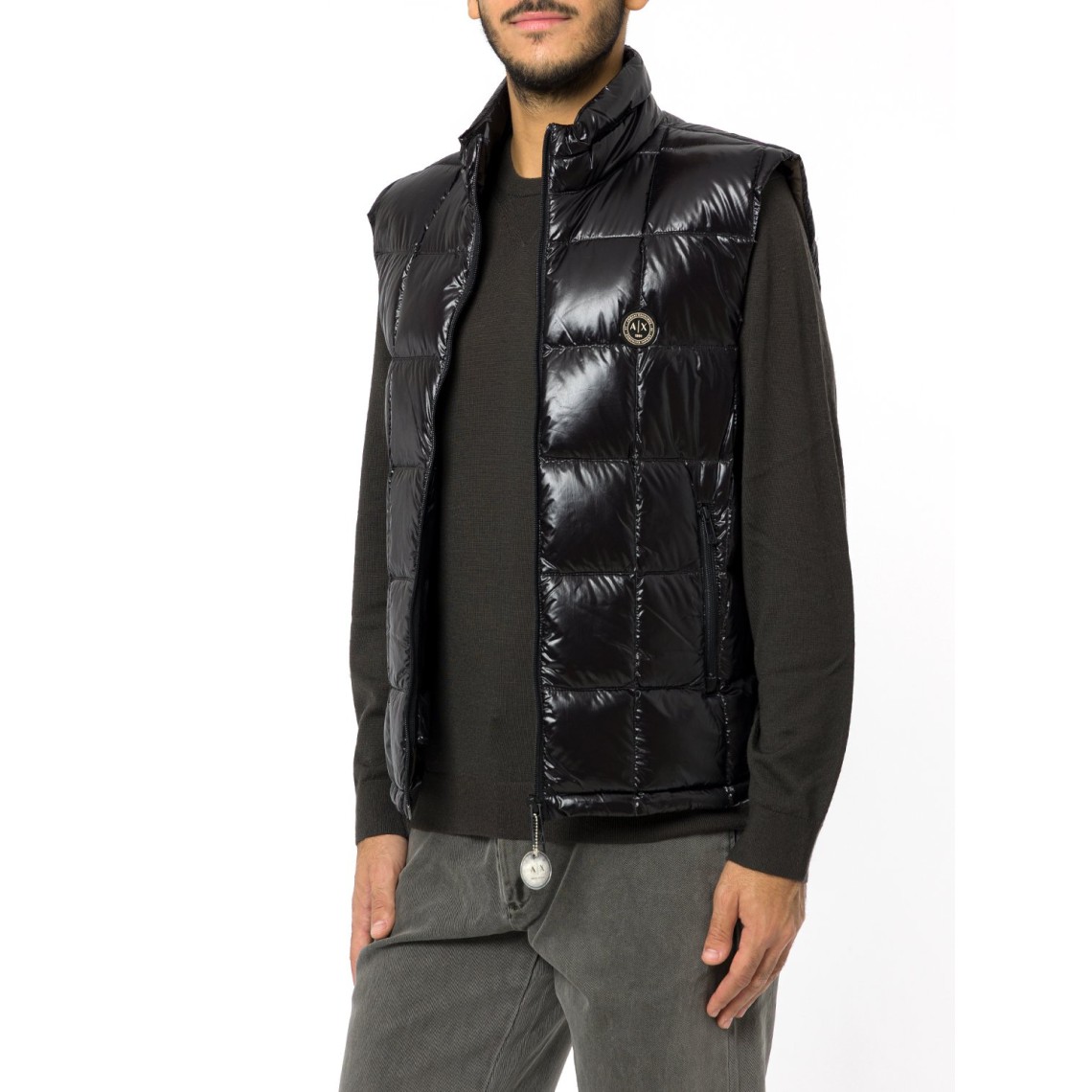 Piumino lucido trapuntato smanicato Armani Exchange