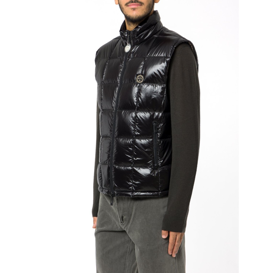 Piumino lucido trapuntato smanicato Armani Exchange
