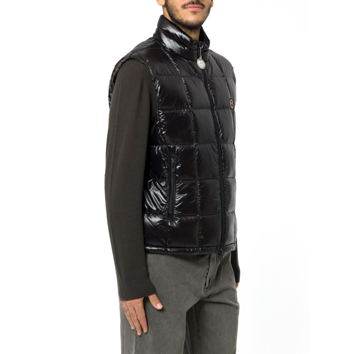 Piumino lucido trapuntato smanicato Armani Exchange