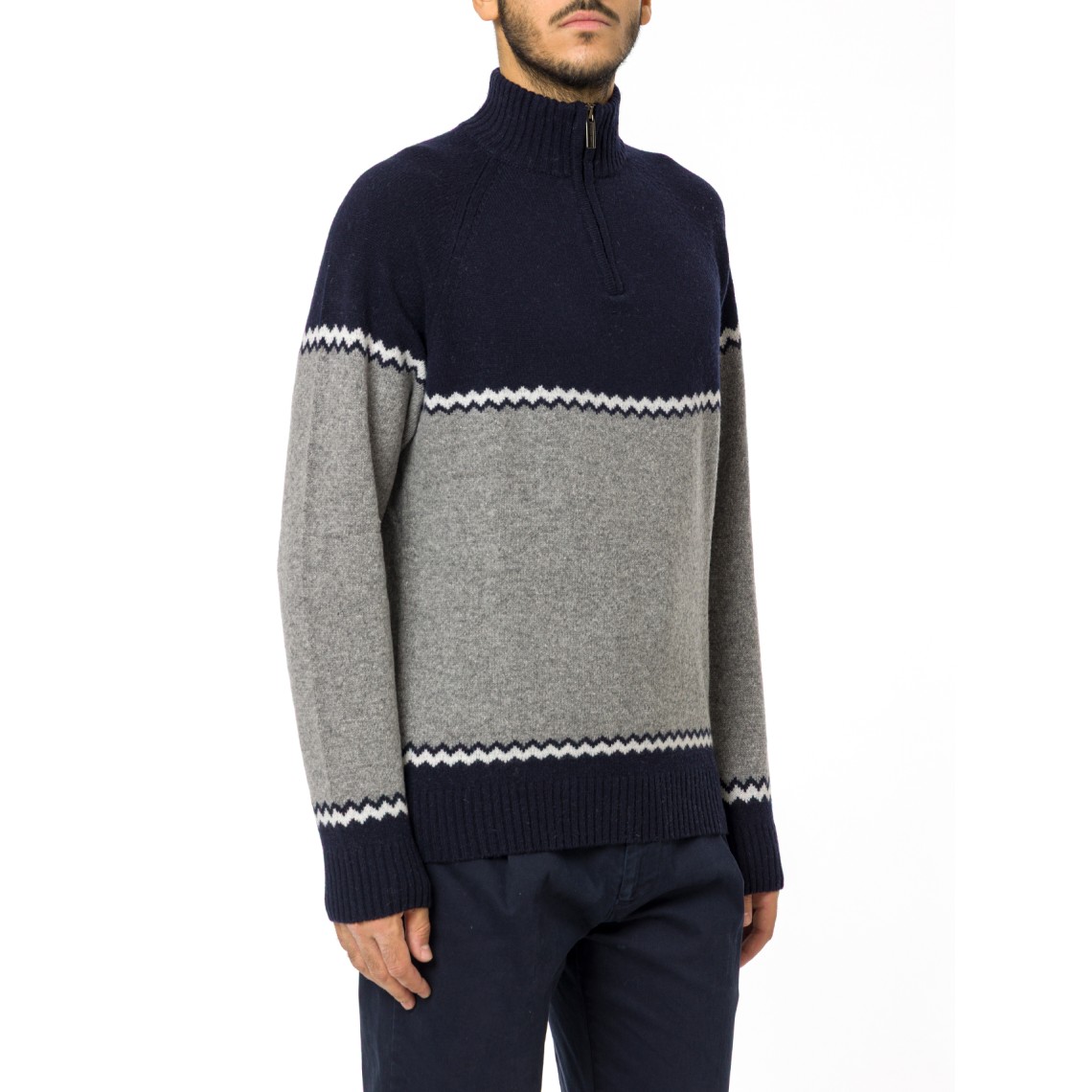 Maglione mezza zip con motivo jacquard Colmar