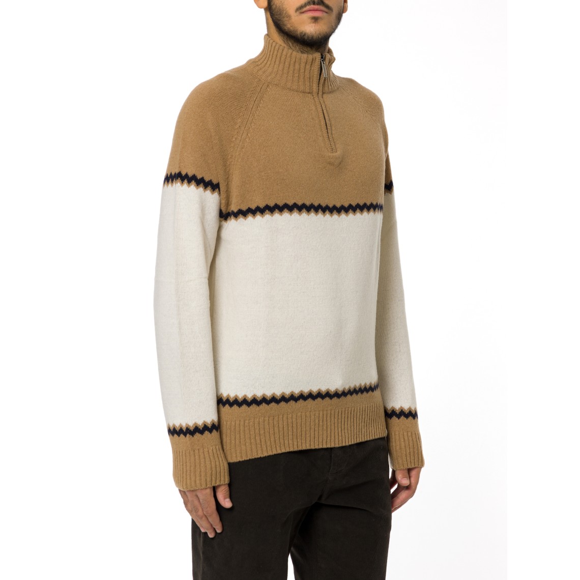 Maglione mezza zip con motivo jacquard Colmar