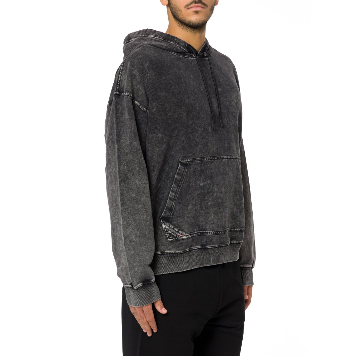 Felpa con cappuccio effetto denim lavorato Diesel