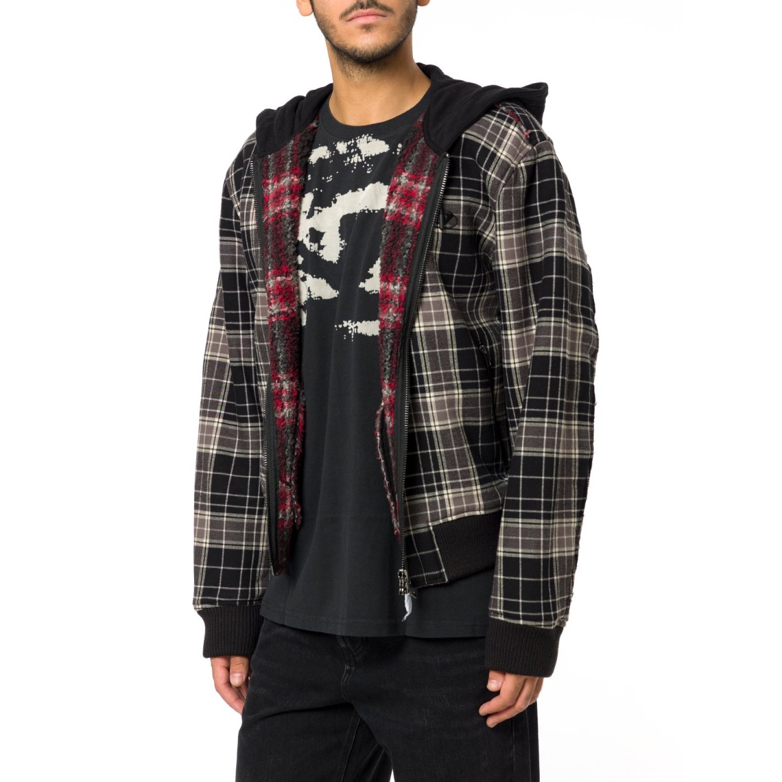 Bomber in flanella a quadri con interno Teddy Diesel
