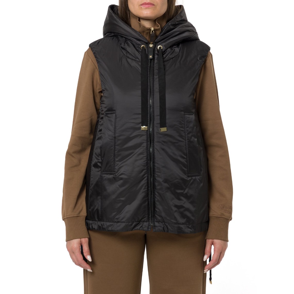 Gilet imbottito con cappuccio in tela antigoccia Greengo Max Mara The Cube