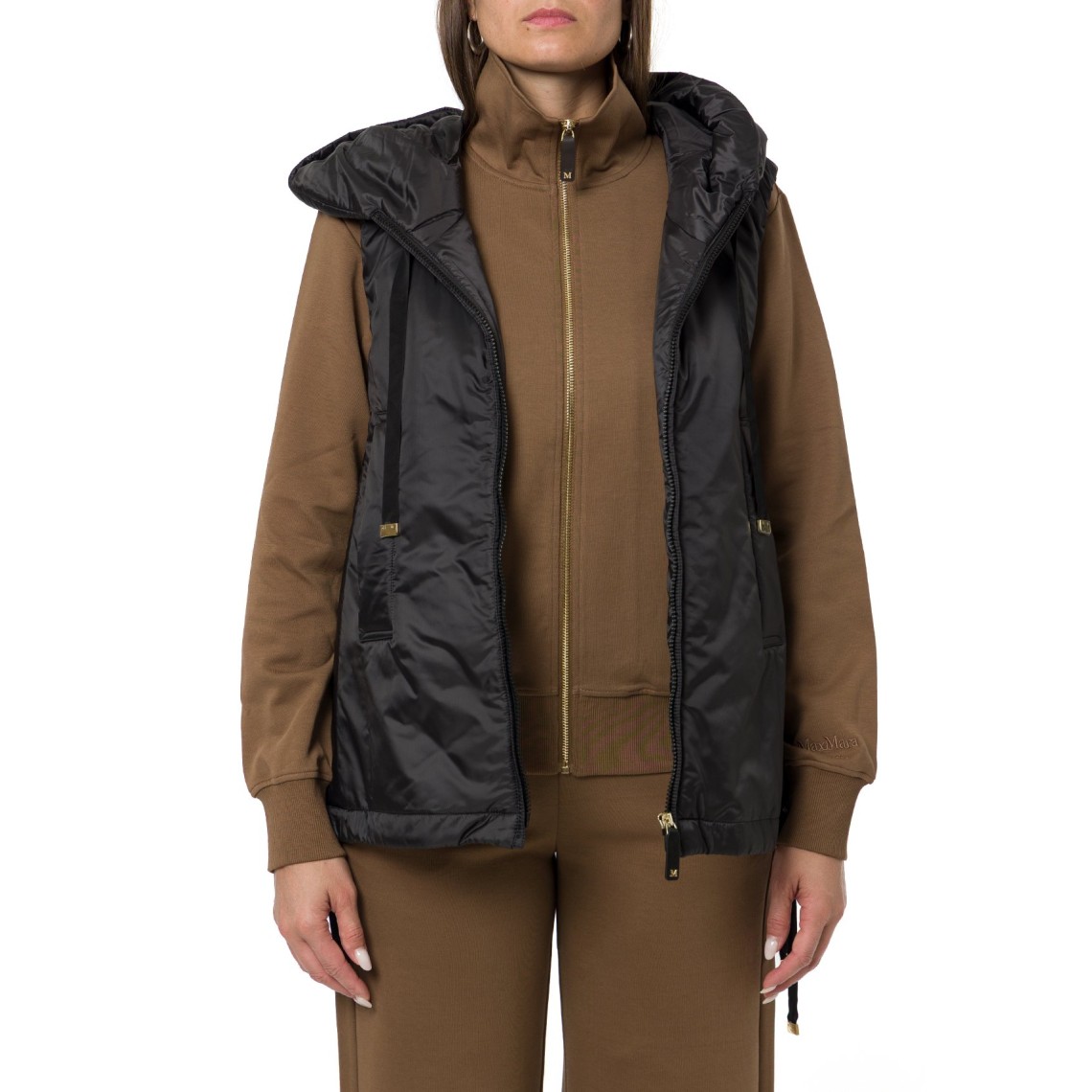 Gilet imbottito con cappuccio in tela antigoccia Greengo Max Mara The Cube