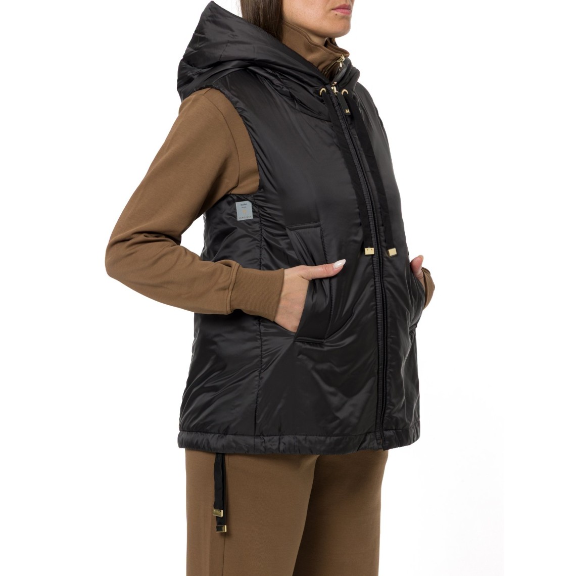 Gilet imbottito con cappuccio in tela antigoccia Greengo Max Mara The Cube