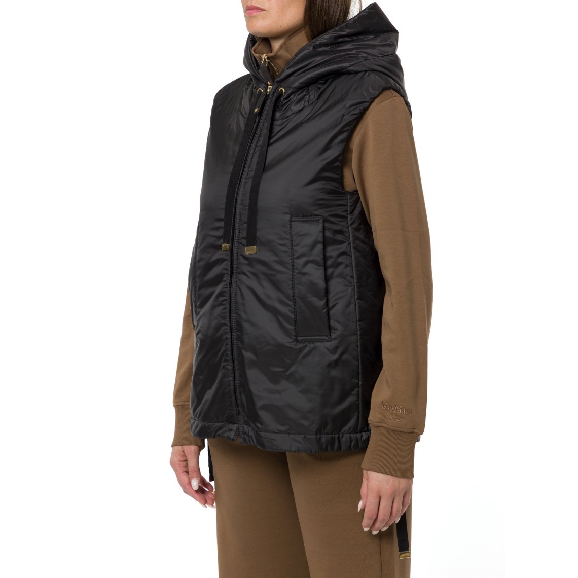 Gilet imbottito con cappuccio in tela antigoccia Greengo Max Mara The Cube