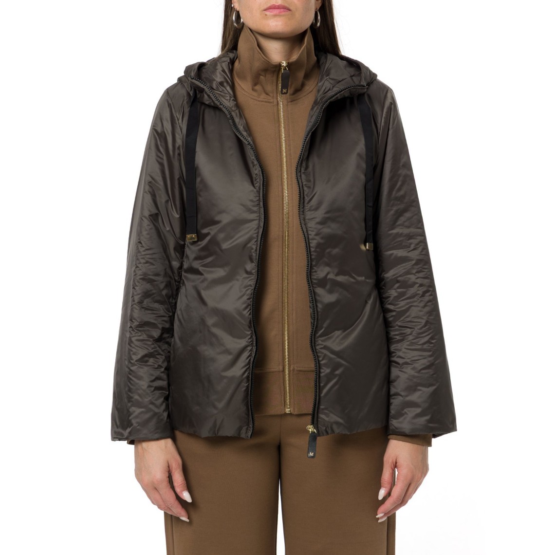 Giacca imbottita con cappuccio in tela antigoccia Greenh Max Mara The Cube