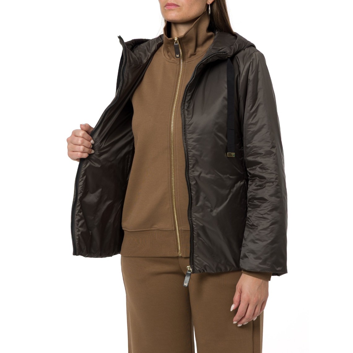 Giacca imbottita con cappuccio in tela antigoccia Greenh Max Mara The Cube