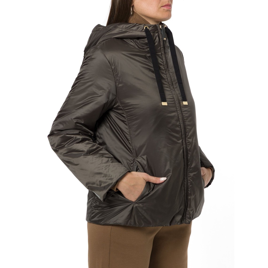 Giacca imbottita con cappuccio in tela antigoccia Greenh Max Mara The Cube