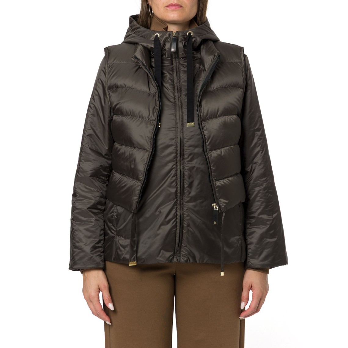 Giacca imbottita con cappuccio in tela antigoccia Greenh Max Mara The Cube