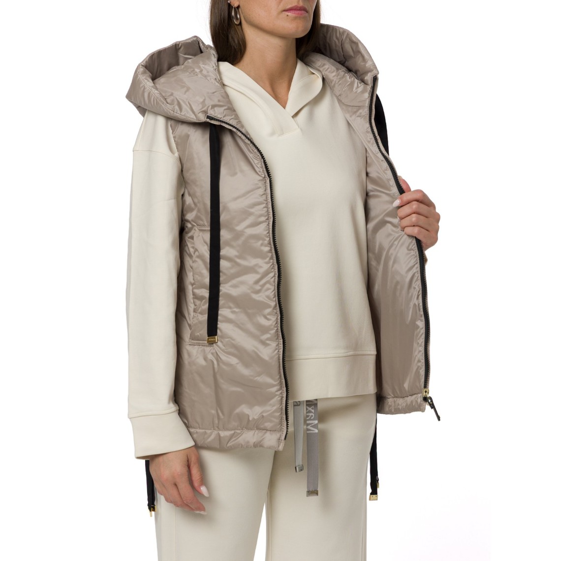 Gilet imbottito con cappuccio in tela antigoccia Greengo Max Mara The Cube