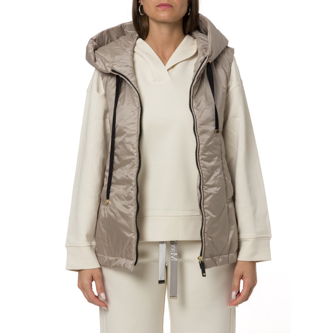 Gilet imbottito con cappuccio in tela antigoccia Greengo Max Mara The Cube