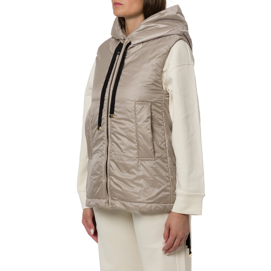 Gilet imbottito con cappuccio in tela antigoccia Greengo Max Mara The Cube