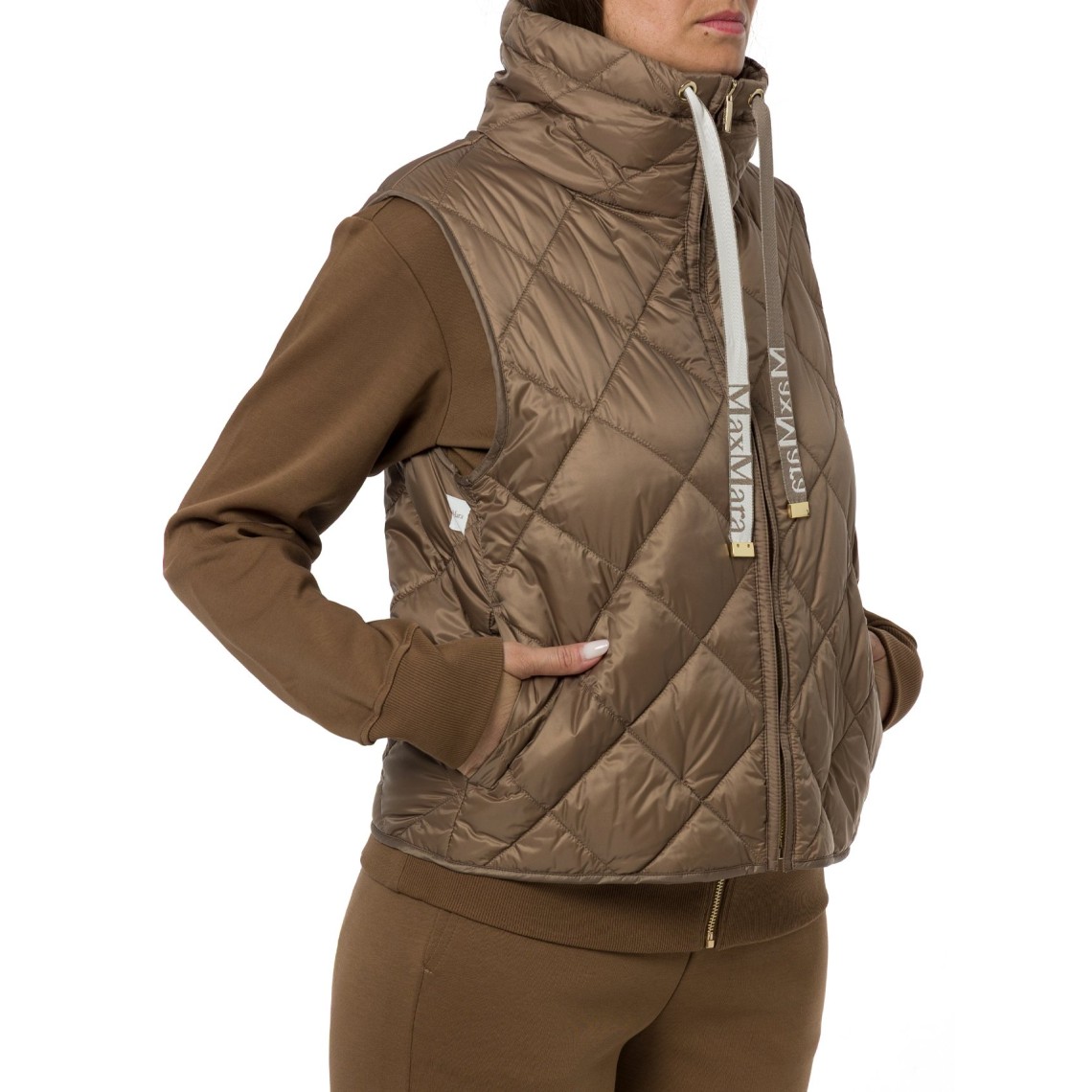 Gilet imbottito in tela antigoccia a rombi Tregic Max Mara The Cube