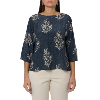 Blusa in crêpe de Chine di seta stampata Wkdadone Weekend...