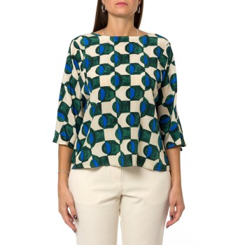 Blusa in crêpe de Chine di seta stampata Wkdadone Weekend...