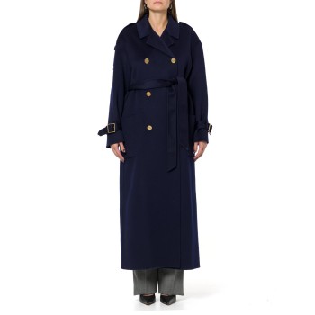 Cappotto lungo con cintura e bottoni logati Elisabetta...