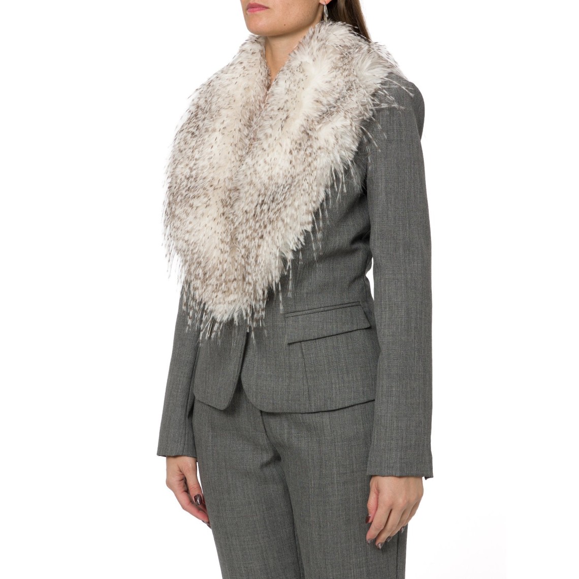 Giacca in lana con collo effetto pelliccia Elisabetta Franchi
