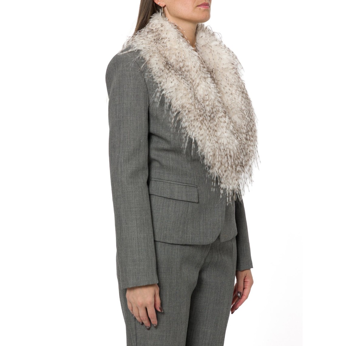 Giacca in lana con collo effetto pelliccia Elisabetta Franchi