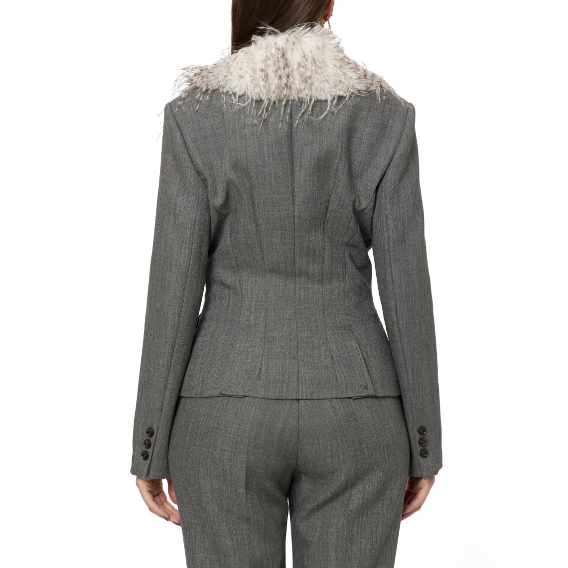 Giacca in lana con collo effetto pelliccia Elisabetta Franchi