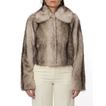 Giacca in faux fur a stampa sfumata Twinset