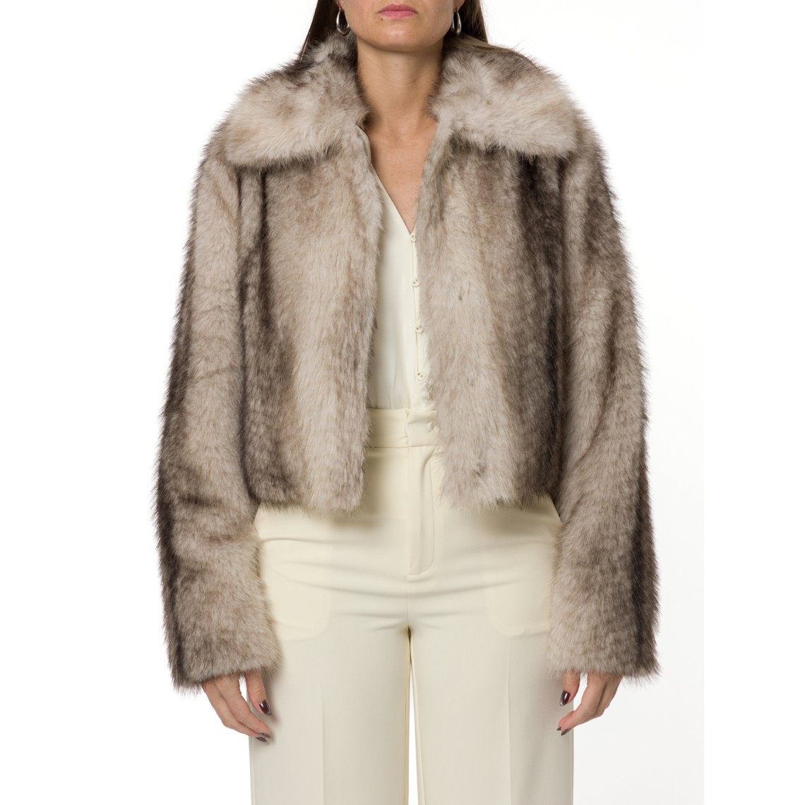 Giacca in faux fur a stampa sfumata Twinset