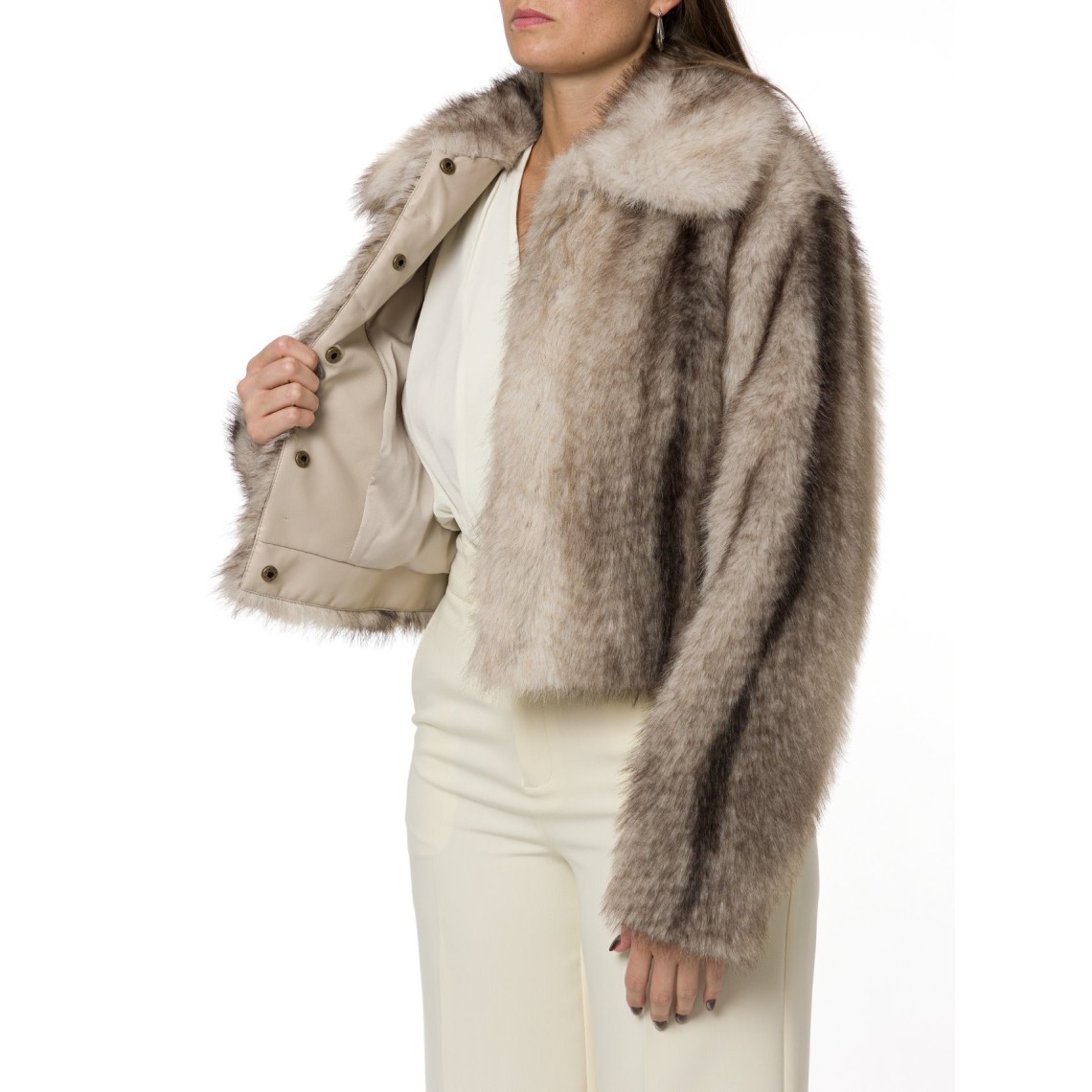 Giacca in faux fur a stampa sfumata Twinset