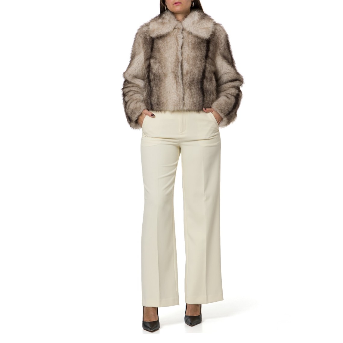 Giacca in faux fur a stampa sfumata Twinset