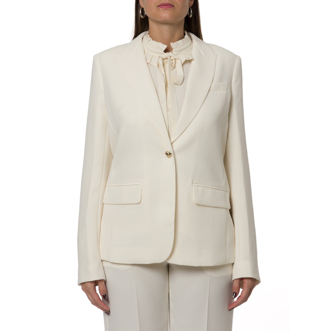 Blazer Twinset in crêpe con bottone a cuore