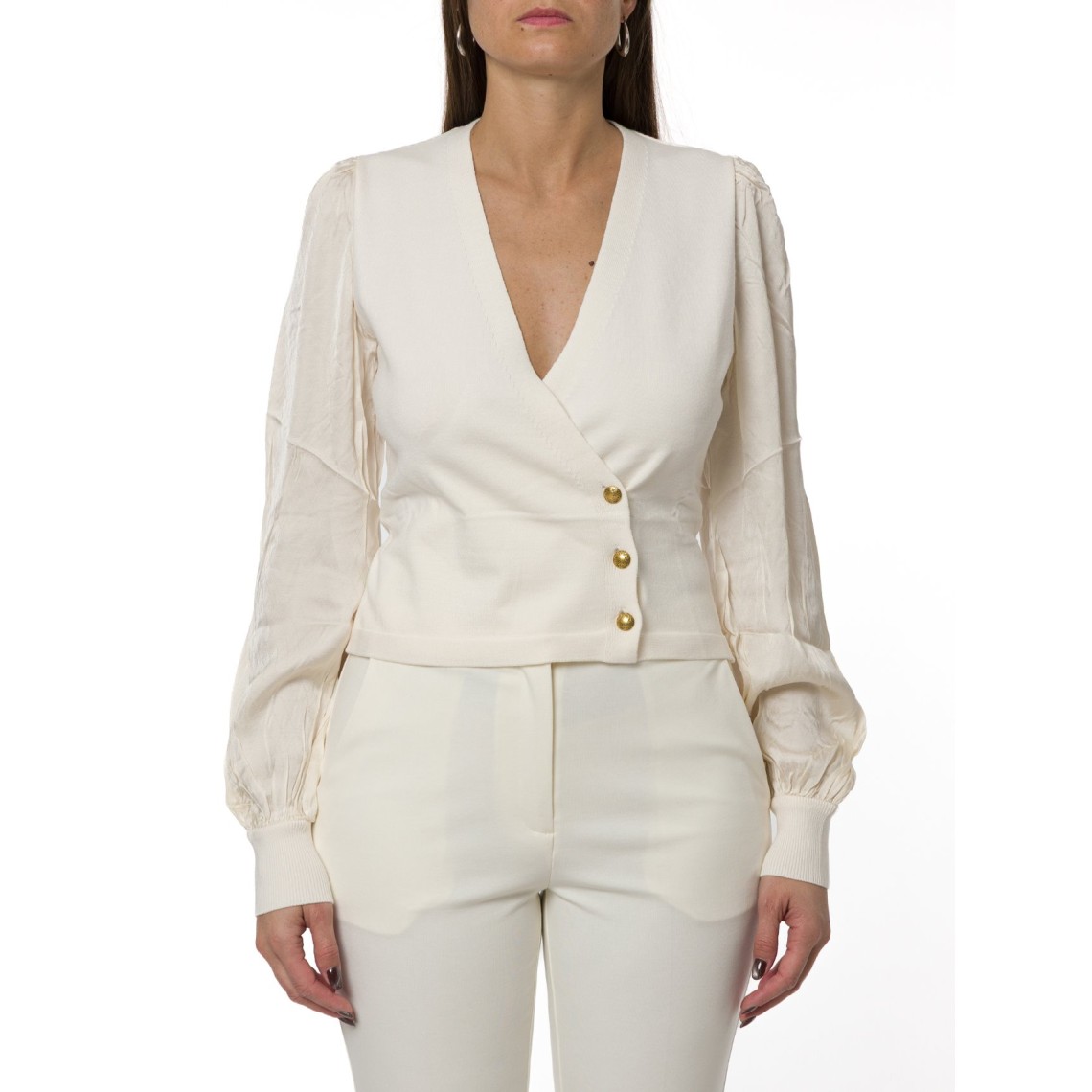 Blusa Twinset con maniche in viscosa jacquard